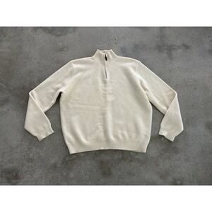 Vintage‎ Polo Ralph Lauren 100 % Lambs Wool Quarter Zip Sweater Ivory XXL